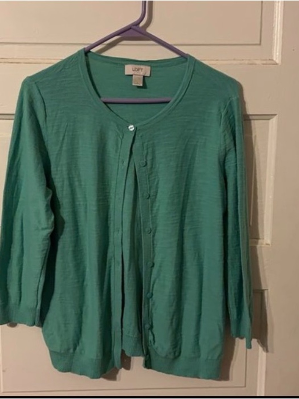 LOFT Teal Green Lightweight Button-Front Cardigan